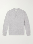 Hartford - Wool and Cashmere-Blend Waffle Henley Sweater - Gray