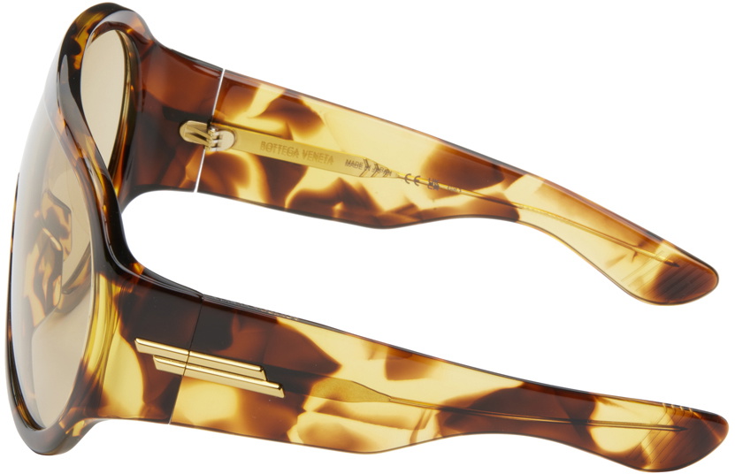 Bottega Veneta Brown & Black Scudo Shield Sunglasses Bottega