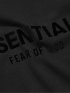 FEAR OF GOD ESSENTIALS - Logo-Flocked Cotton-Blend Jersey Hoodie - Black