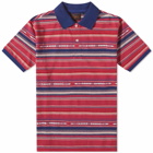 Beams Plus Men's Native Stripe Jacquard Polo Shirt in Pink