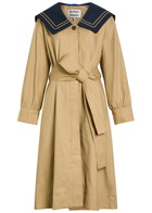Damson Madder Ella Belted Cotton Trench Coat Tan