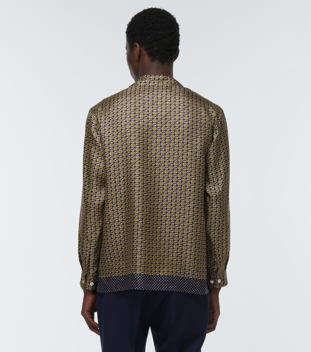 Gucci - Geometric Interlocking G print silk shirt