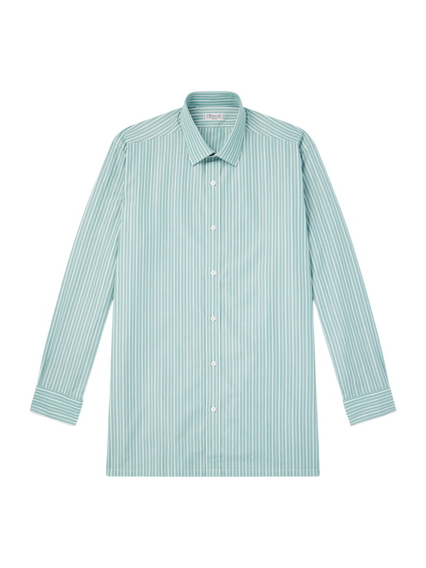 Photo: Charvet - Striped Cotton-Poplin Shirt - Green