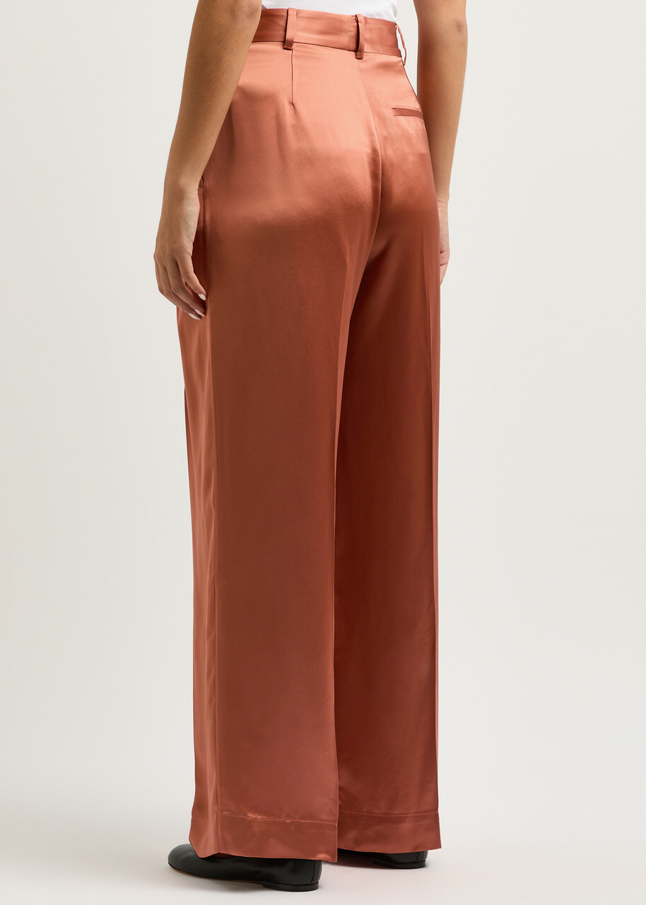BY Malene Birger Cymbaria Wide-leg Satin Trousers Rust