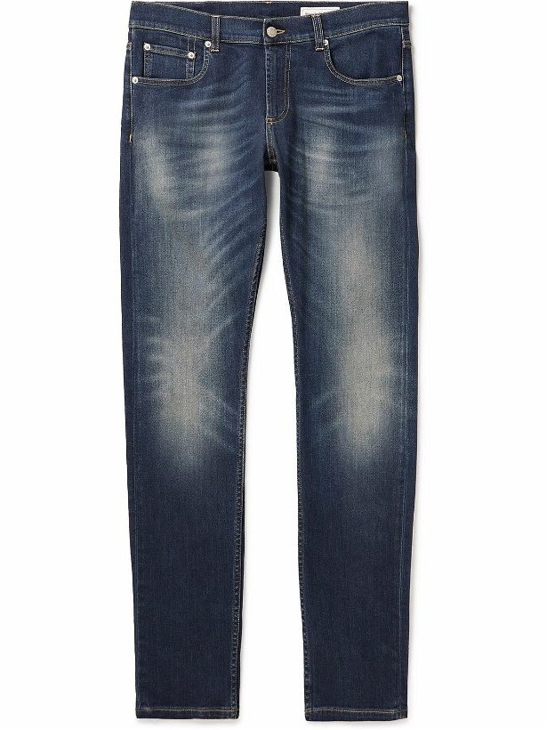 Photo: Alexander McQueen - Graffiti Straight-Leg Logo-Embroidered Jeans - Blue