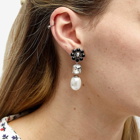 Shrimps Women's Terry Floral Earrings in Black/Silver/Cream