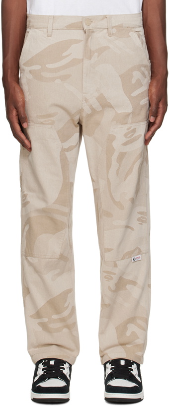 Photo: AAPE by A Bathing Ape Beige Jacquard Trousers