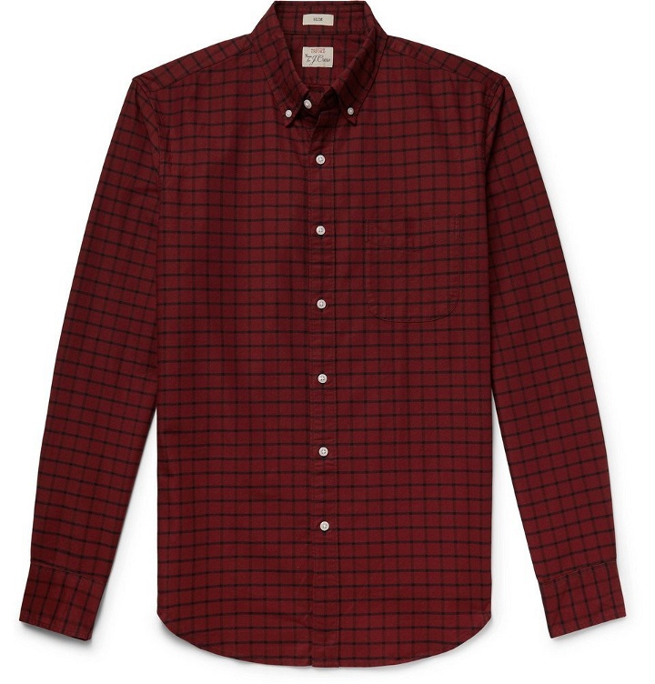 Photo: J.Crew - Slim-Fit Button-Down Collar Checked Pima Cotton Oxford Shirt - Men - Red
