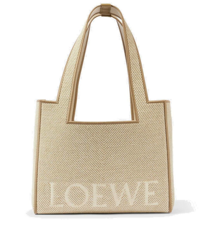 Photo: Loewe Logo Medium leather-trimmed canvas tote bag