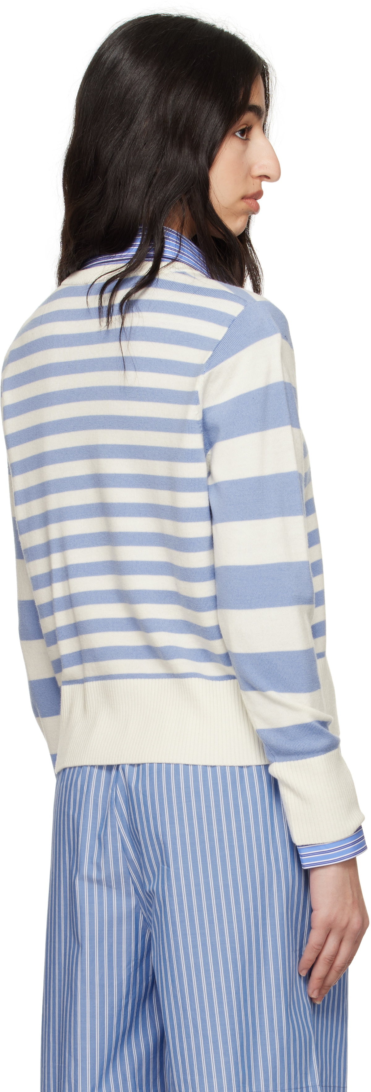 Charles Jeffrey LOVERBOY Blue & White Button Down Cardigan