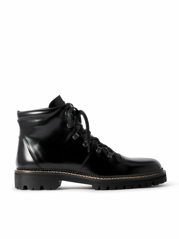 Photo: Mr P. - Jacques Glossed-Leather Hiking Boots - Black