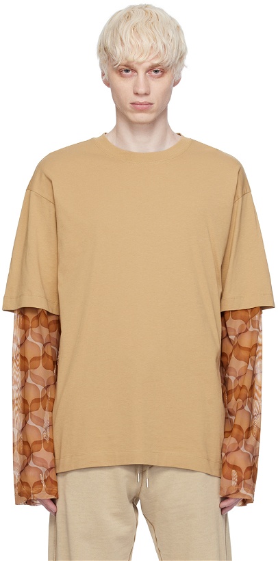 Photo: Dries Van Noten Taupe Layered Long Sleeve T-Shirt