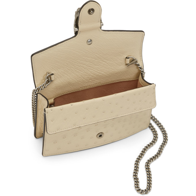 Gucci Off-White Super Mini Ostrich Dionysus Wallet Chain Bag