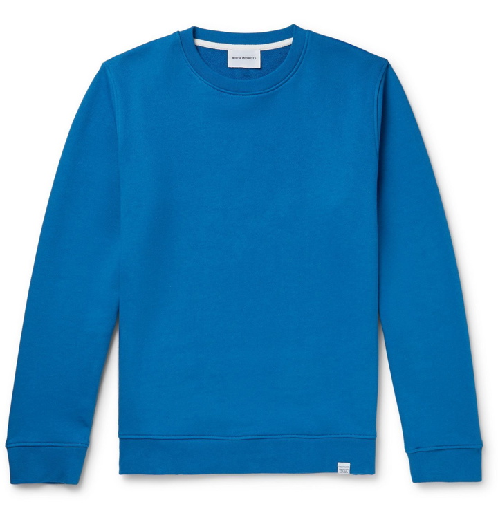 Photo: Norse Projects - Vagn Fleece-Back Cotton-Jersey Sweatshirt - Blue