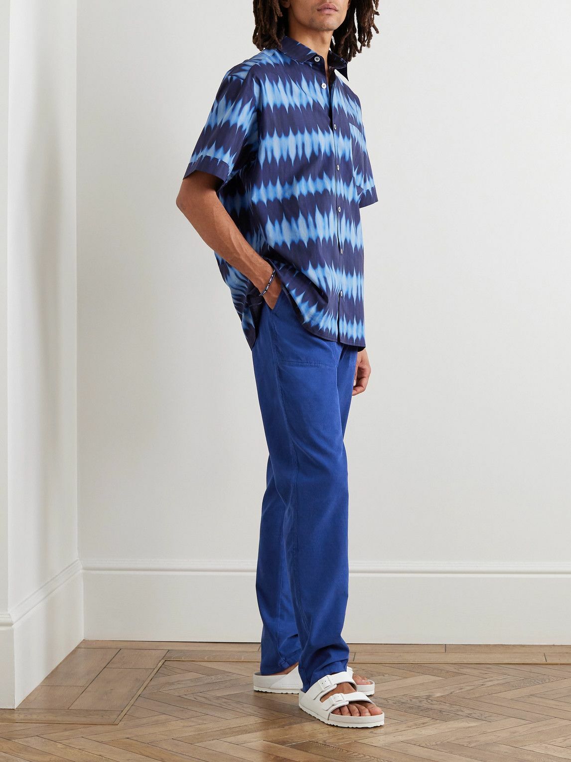 La Paz - Beach Tapered Cotton-Corduroy Drawstring Trousers - Blue