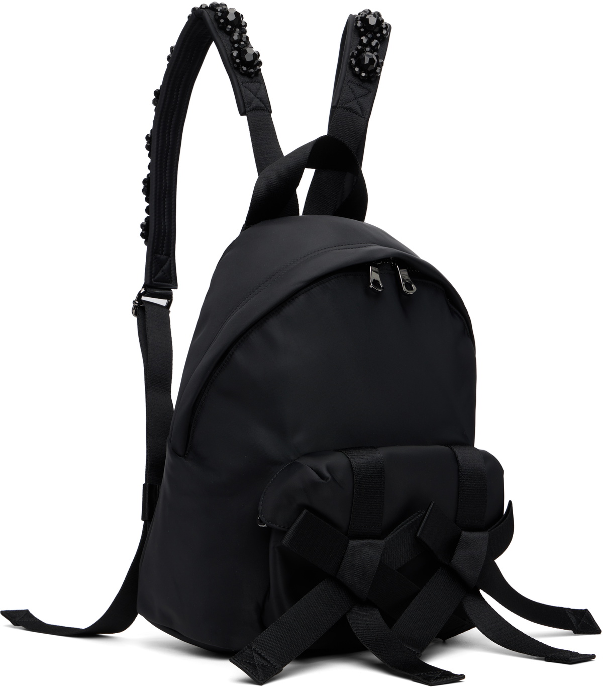 Simone Rocha Black Beaded Utility Bow Backpack