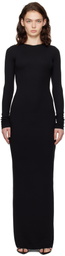ÉTERNE Black Long Sleeve Crewneck Maxi Dress