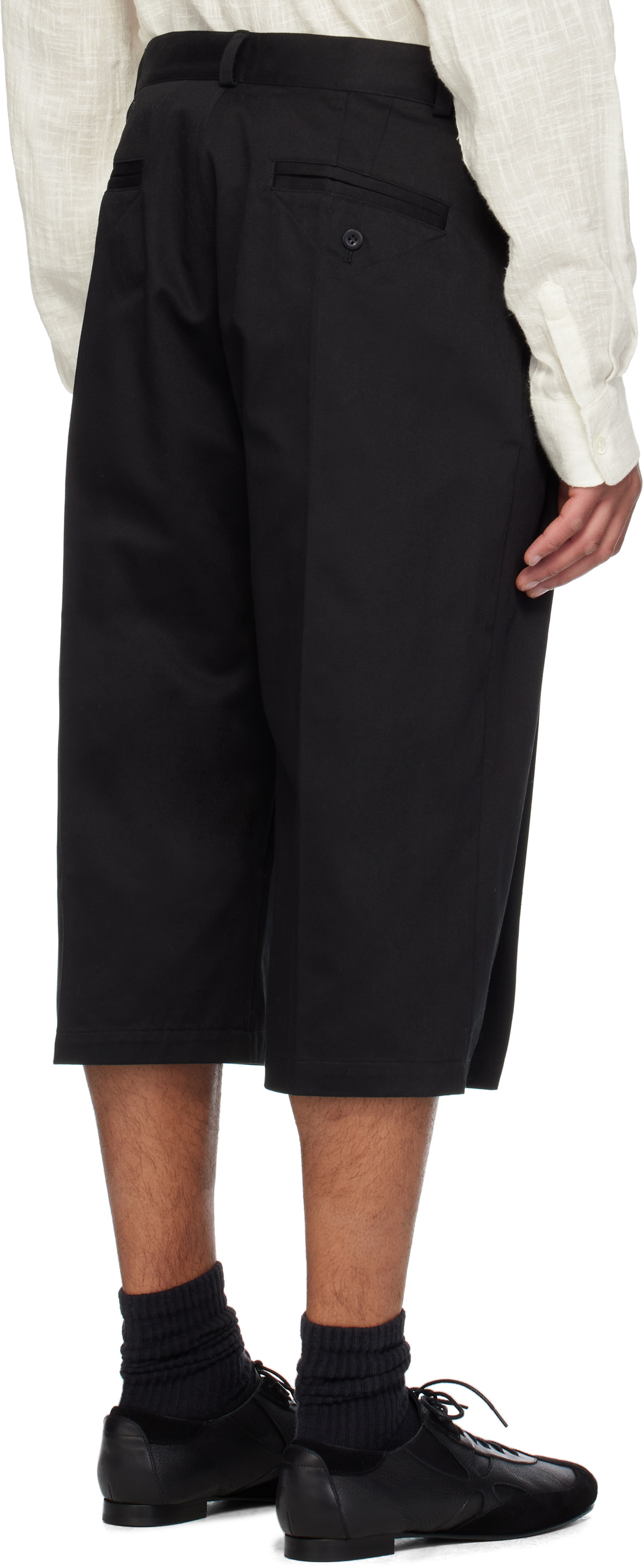 RICE NINE TEN Black Three Quarter Chinos 2Tuck Shorts