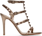 Valentino Garavani Gold Rockstud Cage Heeled Sandals