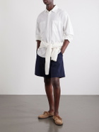 FRAME - Logo-Embroidered Cotton, Linen and Ramie-Blend Shirt - White