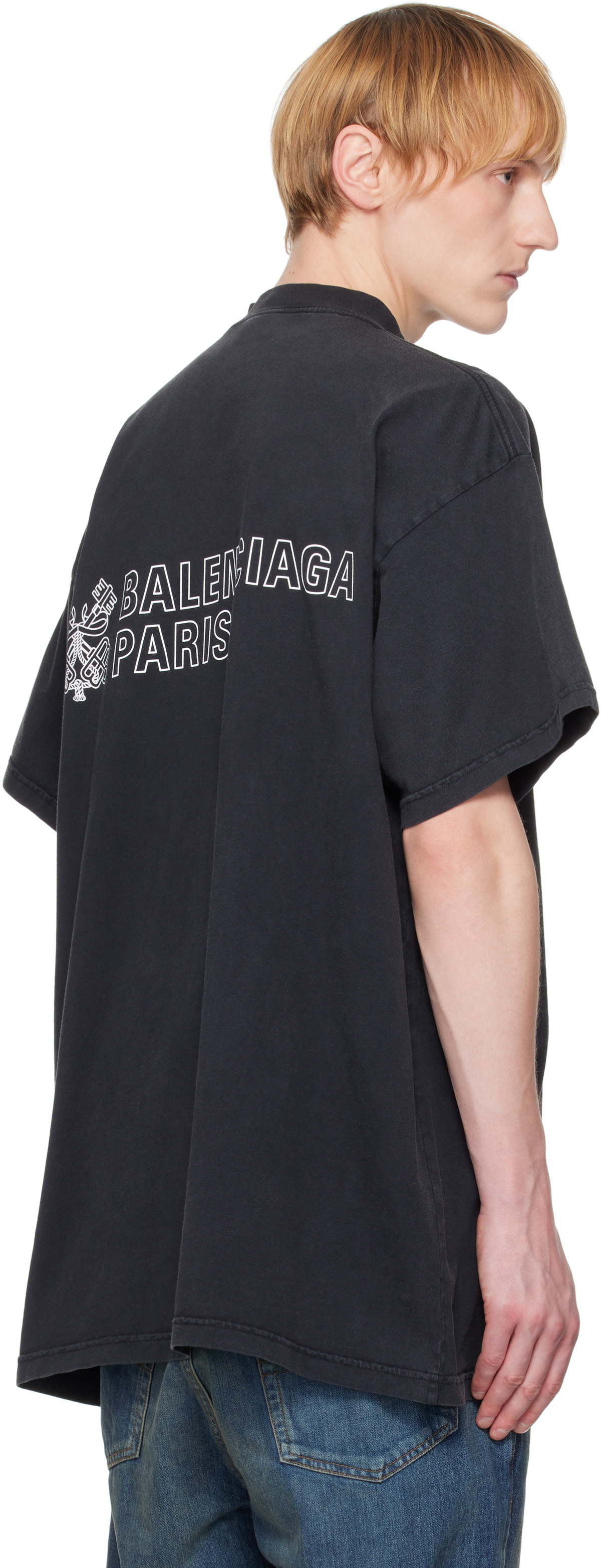 【BALENCIAGA】 Key Crest Vintageオーバーサイズ Tシャツ Balenciaga Black Key Crest Vintage Jersey Oversized T-shirt