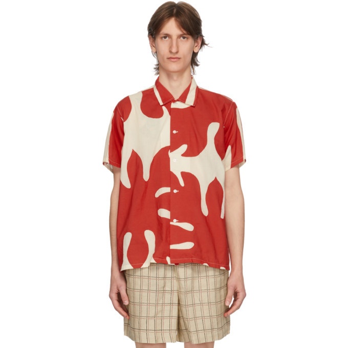 Photo: Bode White and Red Cut-Out Applique Shirt