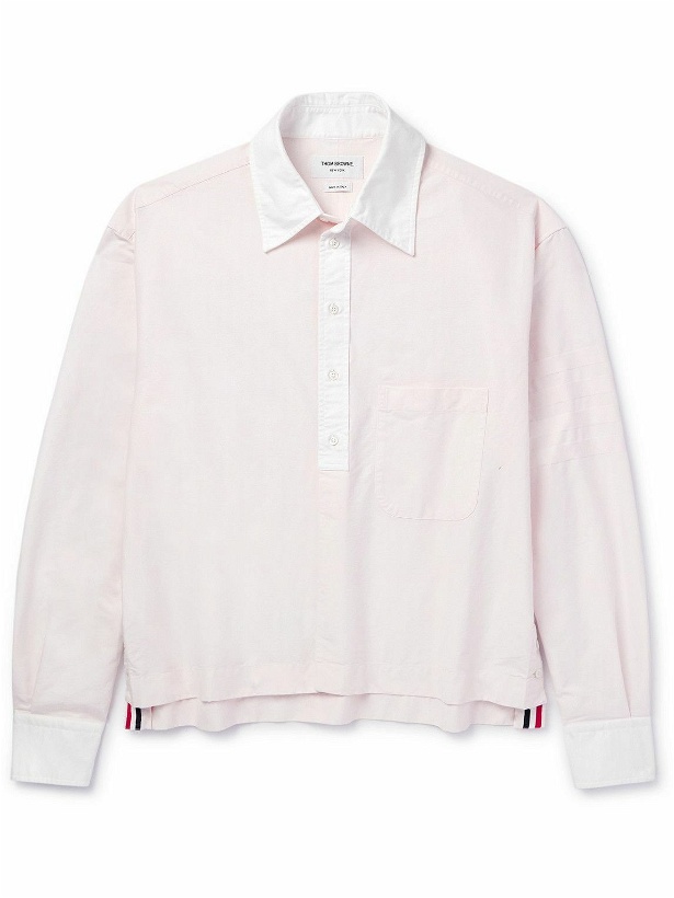 Photo: Thom Browne - Grosgrain-Trimmed Supima Cotton Oxford Shirt - Pink