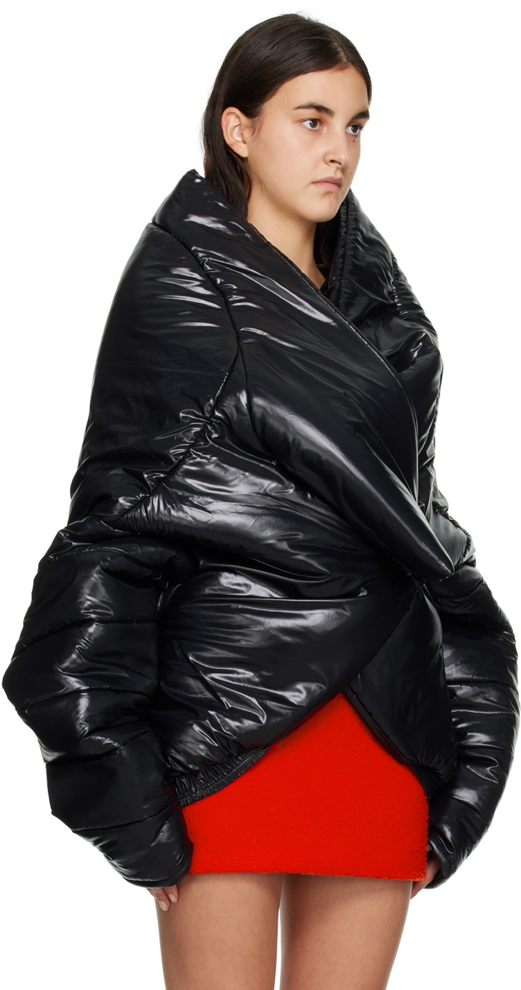 Sia Arnika Black Oversized Collar Puffer Jacket