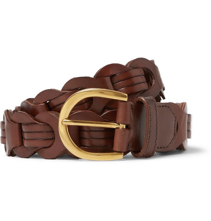 Photo: TOM FORD - 3cm Brown Woven Polished-Leather Belt - Brown