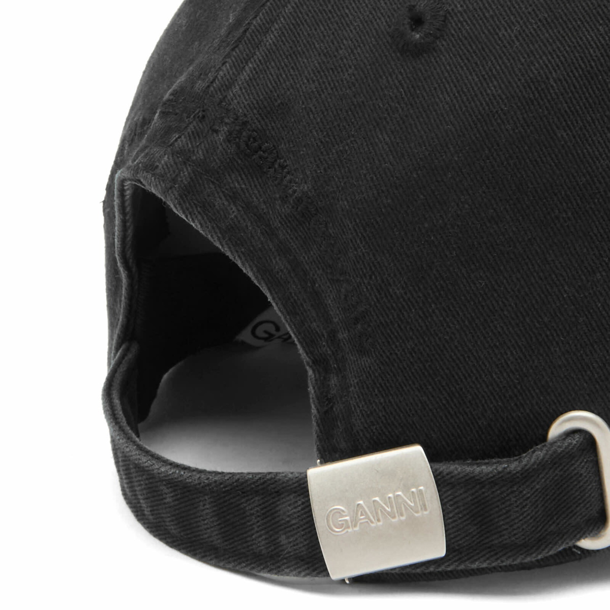 GANNI Women's Washed Cotton Canvas Puppy Cap in Washed Black 