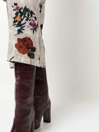 DRIES VAN NOTEN - Rose Print Velvet Long Skirt