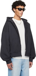 Fear of God ESSENTIALS Black Holiday Embroidered Classic Full Zip Hoodie