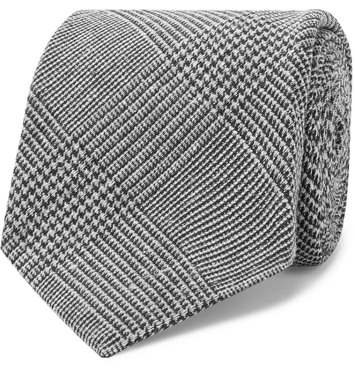 Photo: Kingsman - Drake's 8cm Prince of Wales Checked Silk and Wool-Blend Tie - Gray