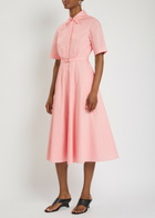 Emilia Wickstead Ruble Belted Cotton Midi Shirt Dress Light Pink