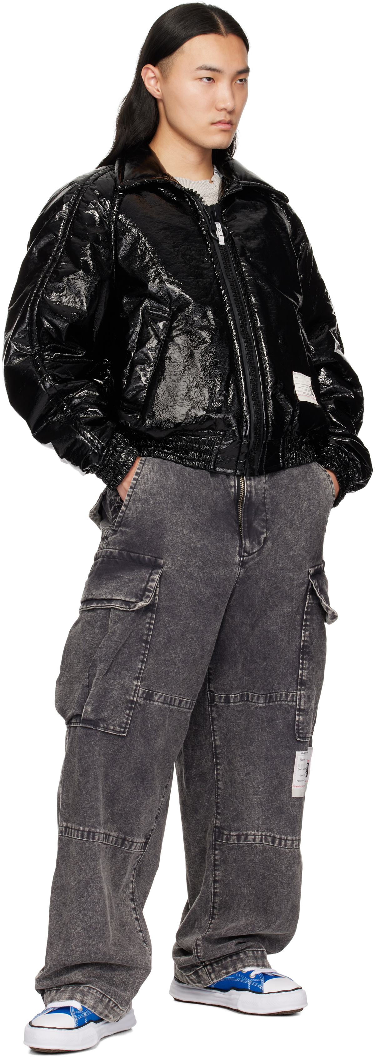 Maison MIHARA YASUHIRO Black Fake Enamel Puffer Jacket