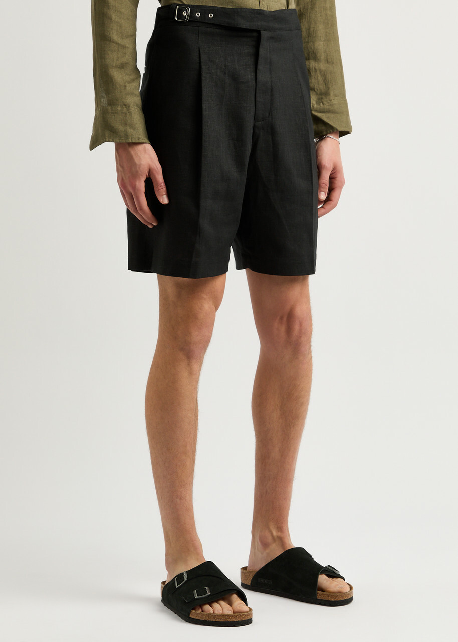 Gusari Côte D'azur Linen Shorts Black