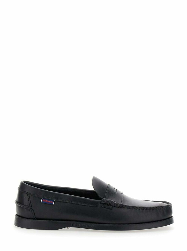 Photo: Sebago dolphin Black Loafers With Side Logo Label And Slip On Design In Leather Man