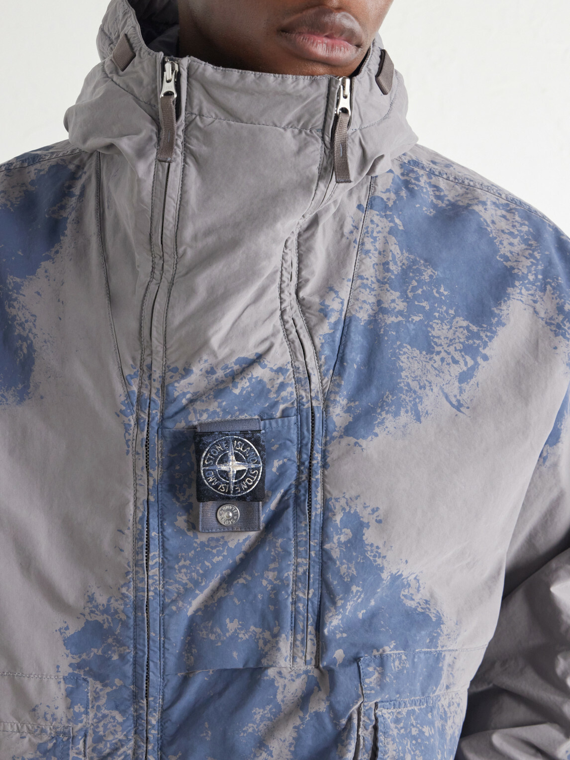 Stone Island - Garment-Dyed Paint-Splattered Shell Hooded Parka - Gray