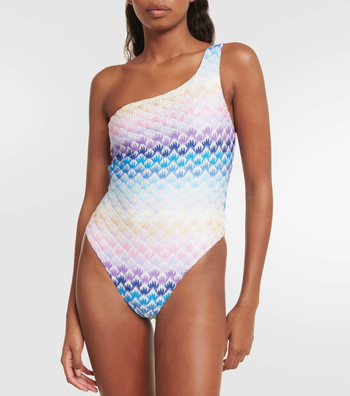 Missoni Mare One-shoulder crochet swimsuit