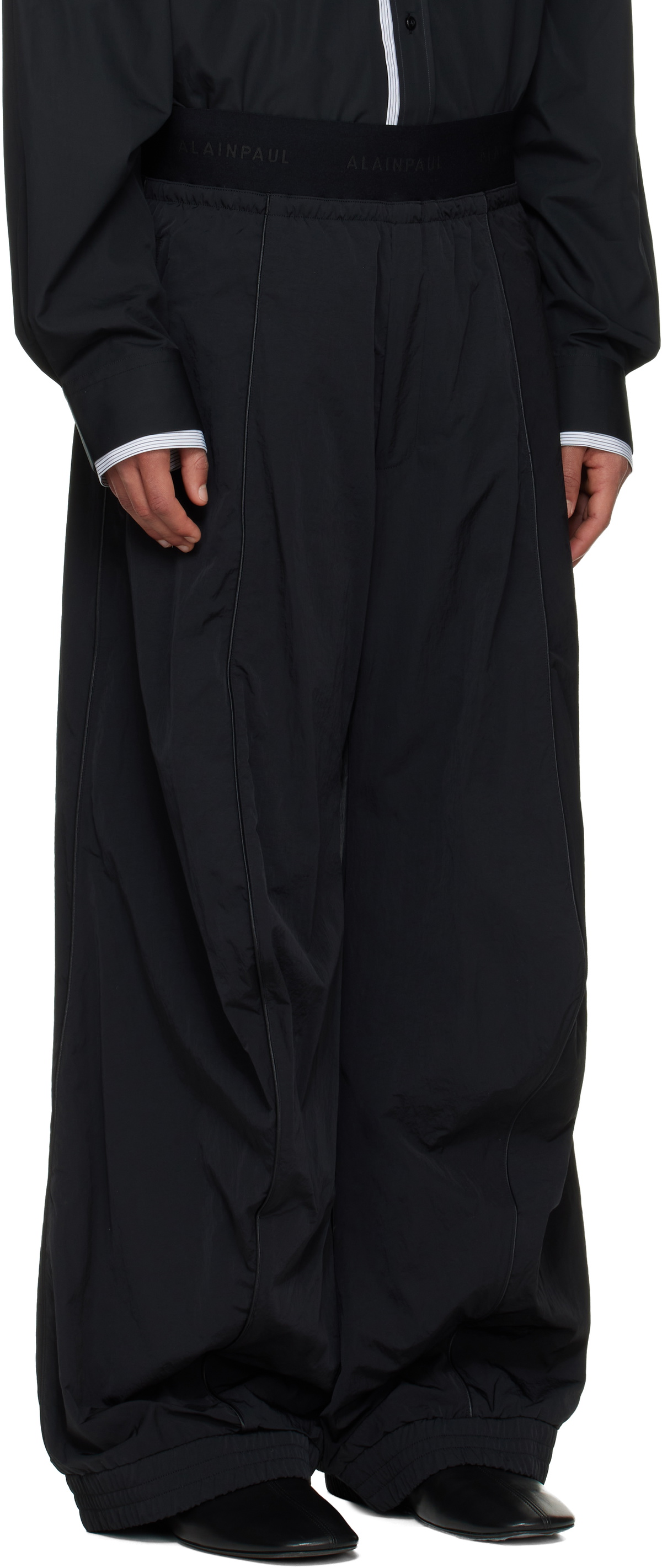 ALAINPAUL Black Knee Shape Track Pants