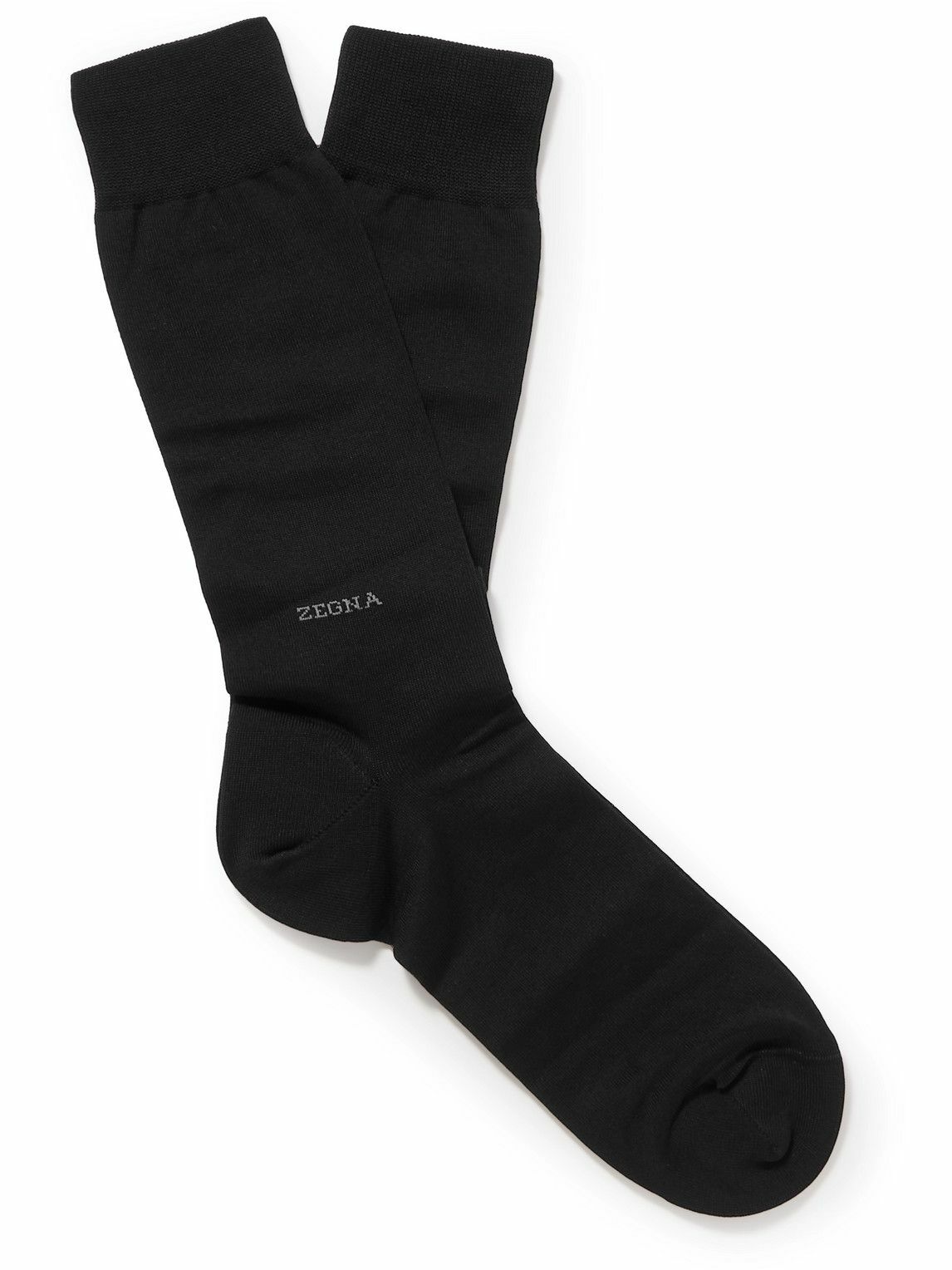 Zegna - Logo-Embroidered Cotton-Blend Socks Zegna