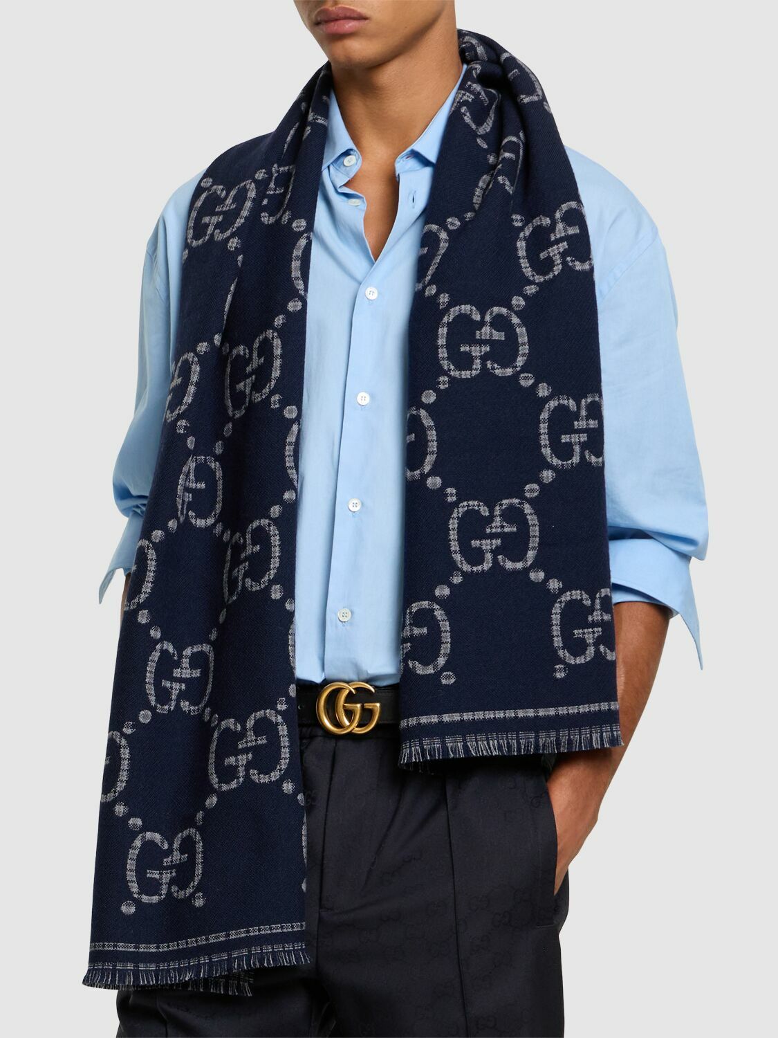 GUCCI Gg Wool Jacquard Scarf