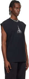 VETEMENTS Black Crystal 'Paris' Sleeveless Top