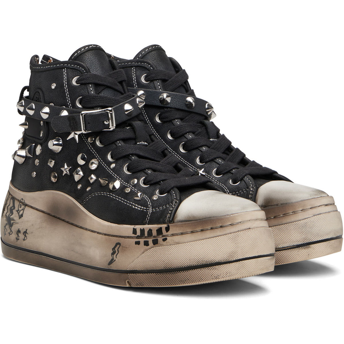 R13 Black Kurt High Top Sneakers