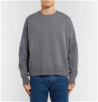 AMI - Oversized Mélange Merino Wool and Cashmere-Blend Sweater - Gray