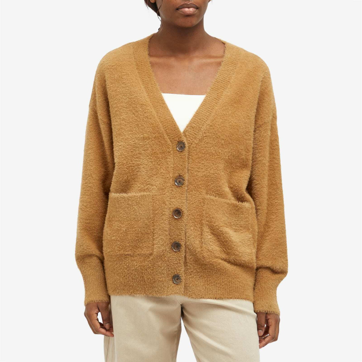 Good American Women's Plush Oversized Cardigan in Warm Caramel