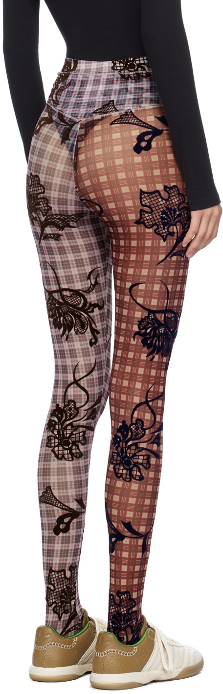 Chopova Lowena Red & Pink Tartan Flower Leggings Chopova Lowena