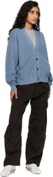 Stone Island Blue 5100009 Ribbed Soft Organic Cotton Cardigan