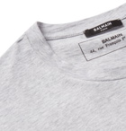 Balmain - Slim-Fit Iridescent Logo-Embossed Cotton-Jersey T-Shirt - Gray