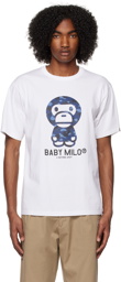BAPE White & Navy Camo 'Baby Milo' T-Shirt